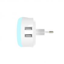 Incarcator cu 2 porturi USB AlecoAir G12-WP2S, Lumina de veghe, LED multicolor