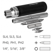 Surubelnita cu clichet TROTEC 9-In-1, Clichet 360°, Schimbare directie rotatie
