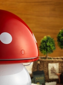 Resigilat! Umidificator Duux Mushroom Rosu, Rata umidificare 220 ml/ora, Consum 20W/h, Debit aer 30 mc/h, Veioza