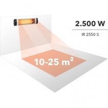 Radiator infraroşu cu tuburi de quartz Trotec IR 2550 S, Telecomanda, Putere 2500W, 3 Trepte de incalzire, Timer, Ecran LED