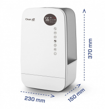 Resigilat! Umidificator si purificator Clean Air Optima CA607W, Lampa UV-C, Ionizare, Difuzor aroma, Display, Timer