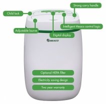 Dezumidificator cu consum redus de energie Meaco UK12L, 100 mc/ h, Pentru 30mp, Higrostat, Timer, Blocare copii