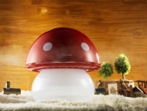 Resigilat! Umidificator Duux Mushroom Rosu, Rata umidificare 220 ml/ora, Consum 20W/h, Debit aer 30 mc/h, Veioza