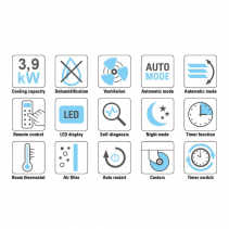 Aer conditionat portabil Trotec PAC 3900 X, Capacitate 13.300 BTU, Debit 420mc/ora, Telecomanda, Display, Timer, Pentru 52mp