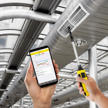 Anemometru cu fir cald TROTEC BA30WP cu senzor cu aplicatie smartphone, Raport date, Alarma, Valori minime/maxime