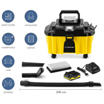Aspirator fara fir TROTEC VC 15-20V, Filtru HEPA, Putere 130W, Aspirare lichide/murdarie uscata