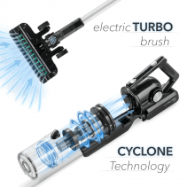 Aspirator vertical TROTEC cu acumulator VC155E, Acumulator 2 Ah, Filtru HEPA, Autonomie 40 min, Putere 150W