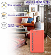 Dezumidificator AlecoAir D13 TRADITION RUBIN, WiFi,13L/zi, pentru 25mp, Timer, Sleep, Child Lock