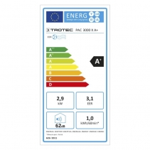 Aer Conditionat casnic Trotec PAC 3000X A+, Capacitate 10.000 Btu, Debit 420 mc/h, Telecomanda, Display, Pentru 40 mp