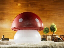 Umidificator Duux Mushroom Rosu, Rata umidificare 220 ml/ora, Consum 20W/h, Debit aer 30 mc/h, Veioza, Pentru 15mp