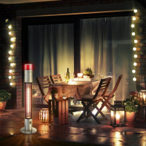 Radiator cu infrarosu pentru terase IRS1500E, Lumina LED 16 culori, Putere 1500W, Telecomanda